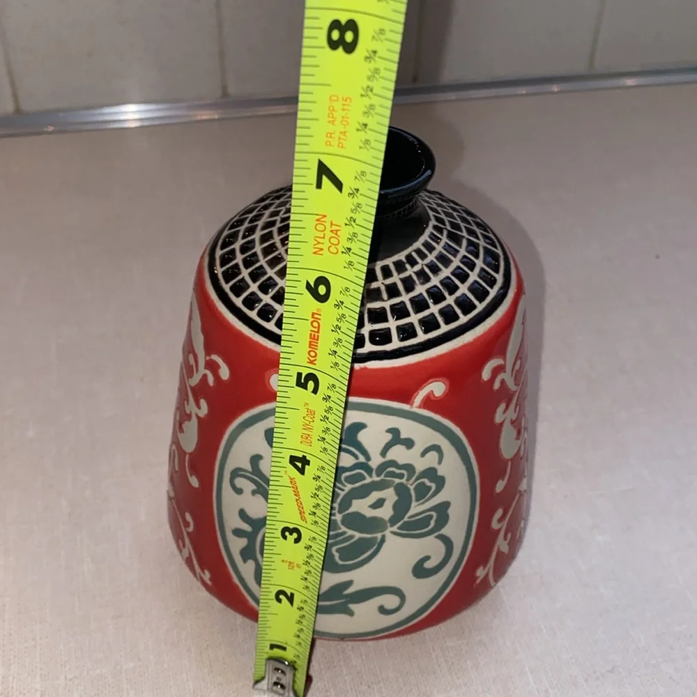Pier‎ 1 Imports Oriental Boho style Bud Vase red black white